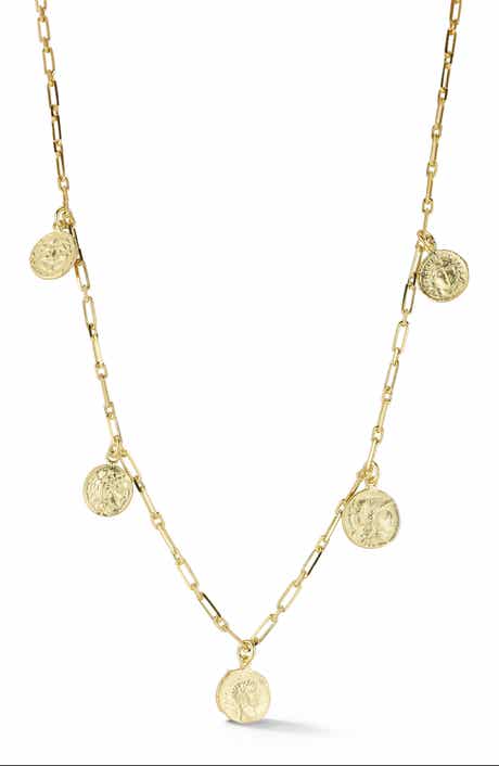 SPHERA MILANO 14K Gold Plated Sterling Silver Coin Charm Necklace