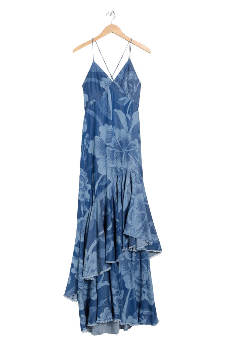 Diane von Furstenberg Luisa Asymmetrical Ruffle Maxi Dress, Main, color, Dancing Rose Giant Tonal