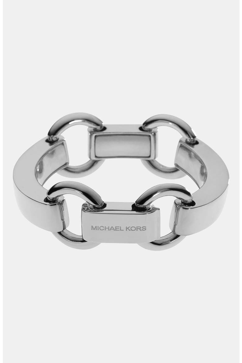 Michael Kors 'Equestrian Luxury' Link Bracelet, Main, color, SILVER