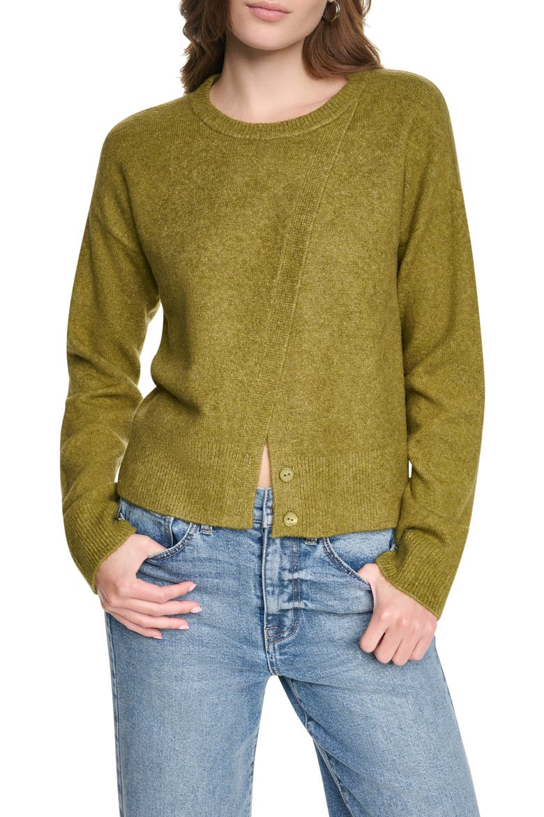 Asymmetric Crewneck Sweater, Main, color, CROCODILE