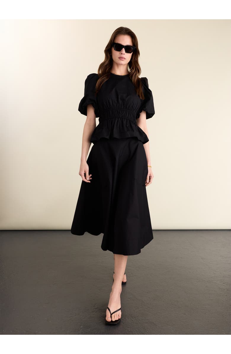 Baukjen Elise Puff Sleeve Smocked Waist Top, Alternate, color, Caviar Black