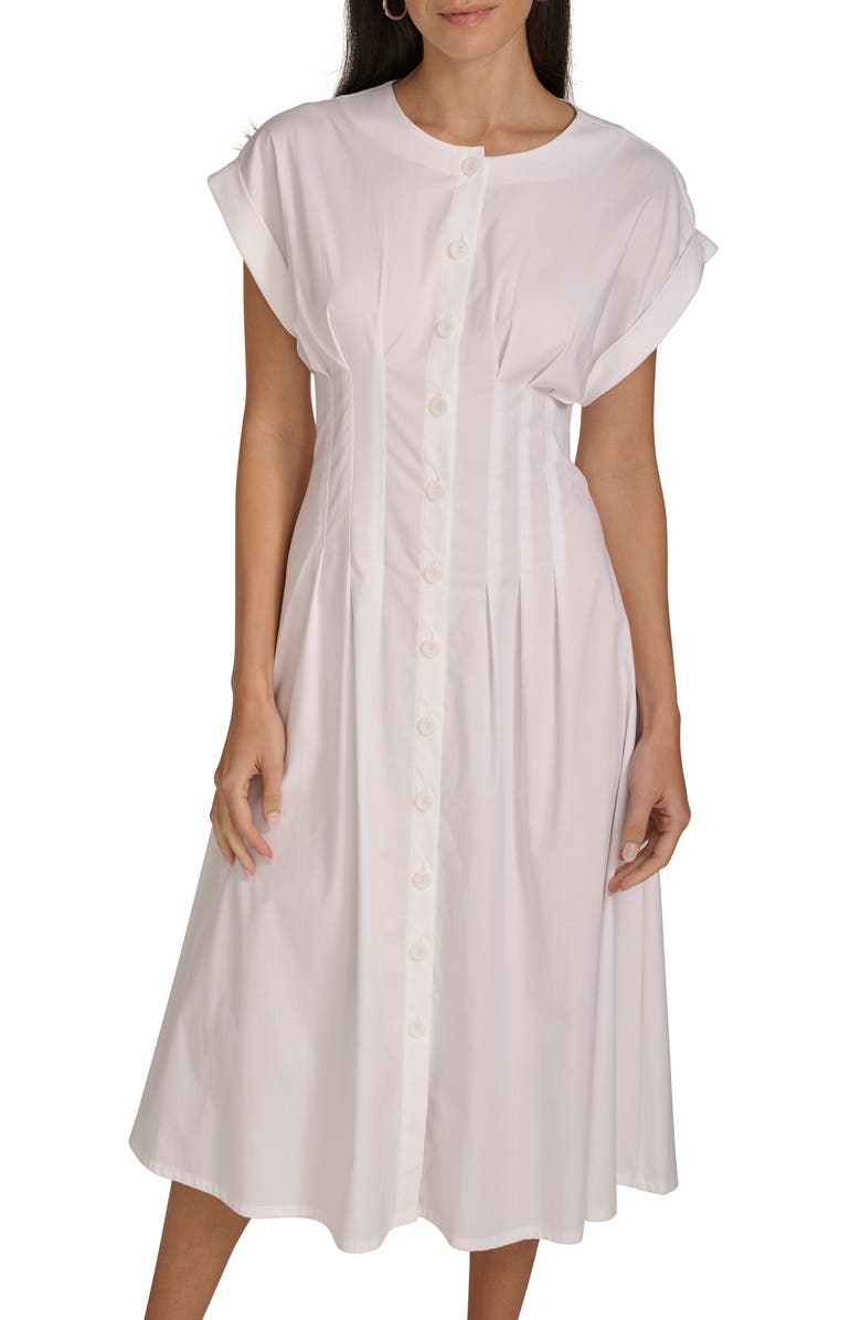 Calvin Klein Short Sleeve Button Front Midi Dress, Alternate, color, 