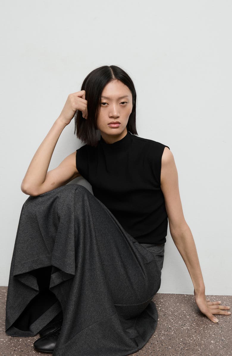 MANGO Pleated A-Line Midi Skirt, Alternate, color, Grey