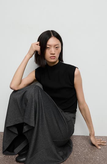 Pleated A-Line Midi Skirt