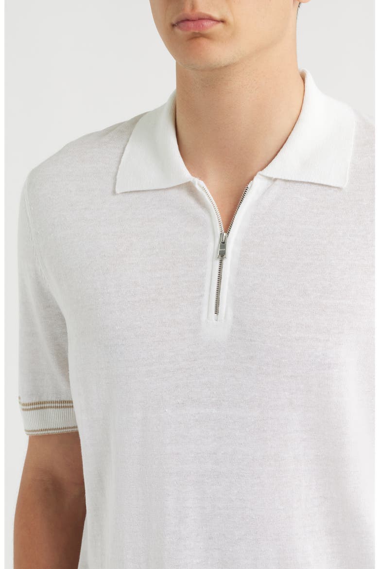 Norberto Linen Blend Short Sleeve Sweater, Alternate, color, WHITE