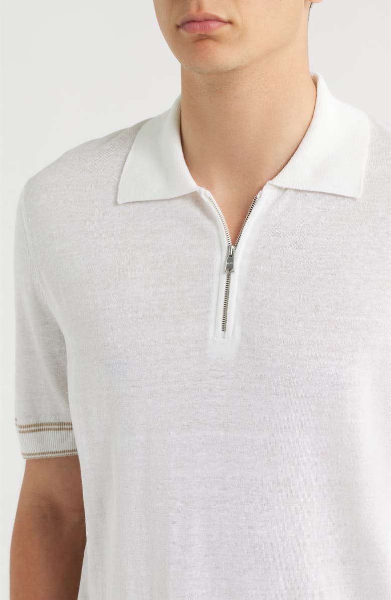 BOSS Norberto Linen Blend Short Sleeve Sweater, Alternate, color, White
