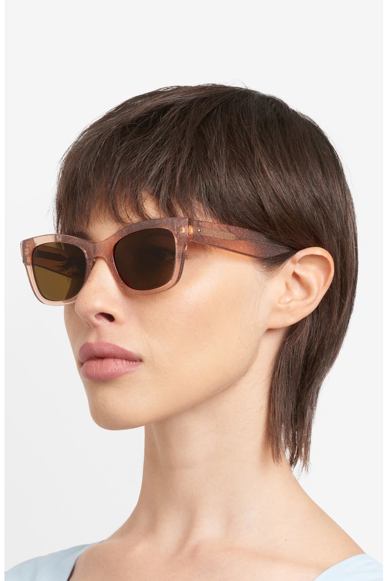 aimee 50mm cat eye sunglasses, Alternate, color, PINK BEIGE GLITTER/ BROWN