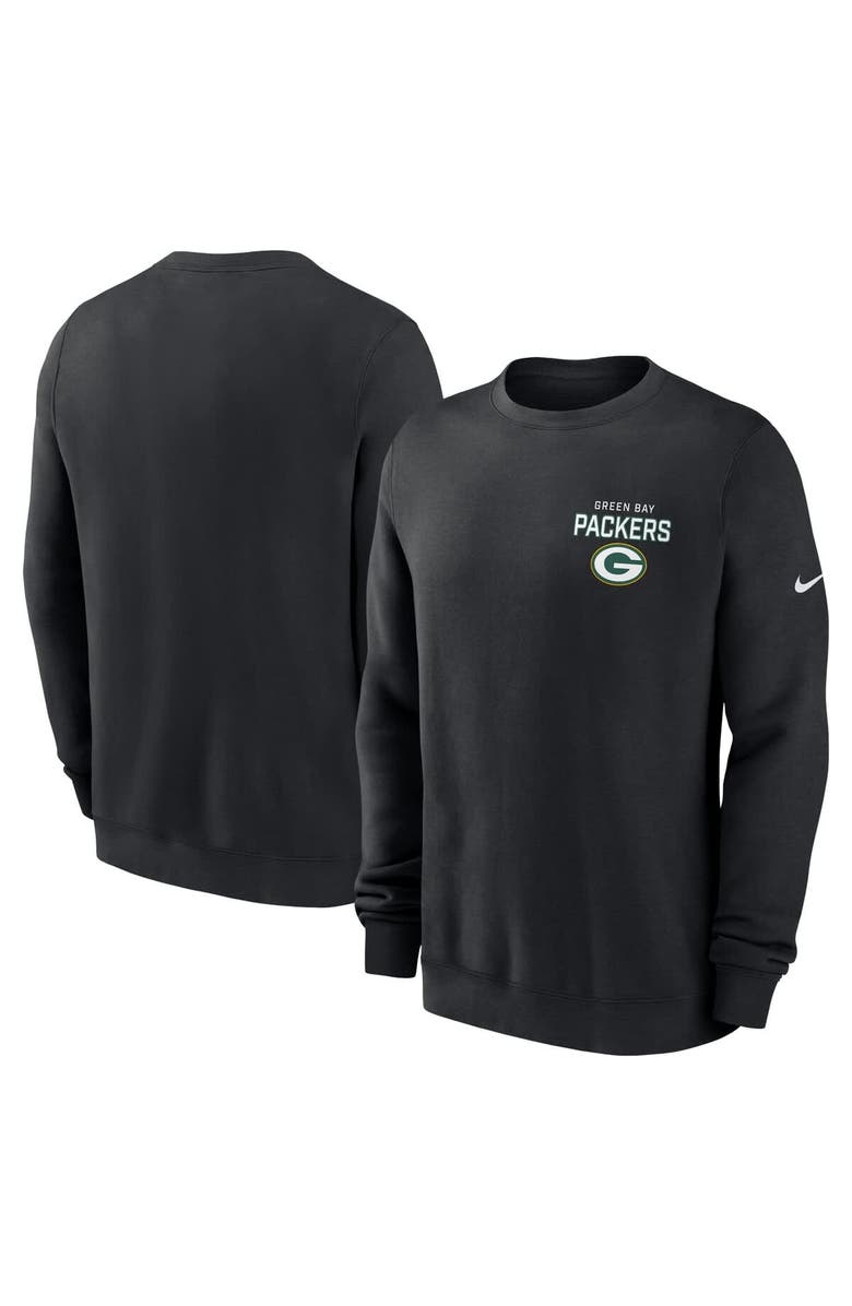 Nike Men's Nike Black Green Bay Packers Primetime Club Fleece Pullover Sweatshirt, Main, color, Black