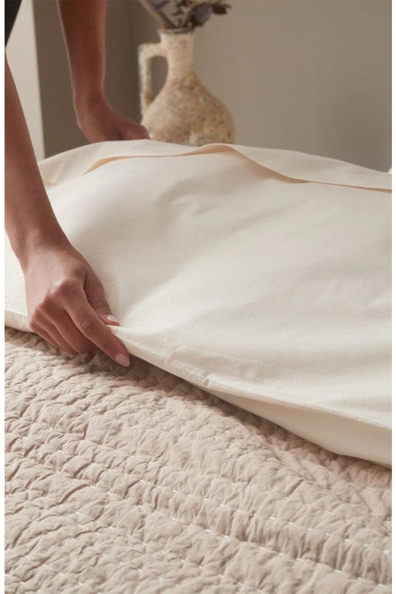 Channel Hand Stitched Organic Cotton Blanket, Alternate, color, HAZEL CHAMBRAY