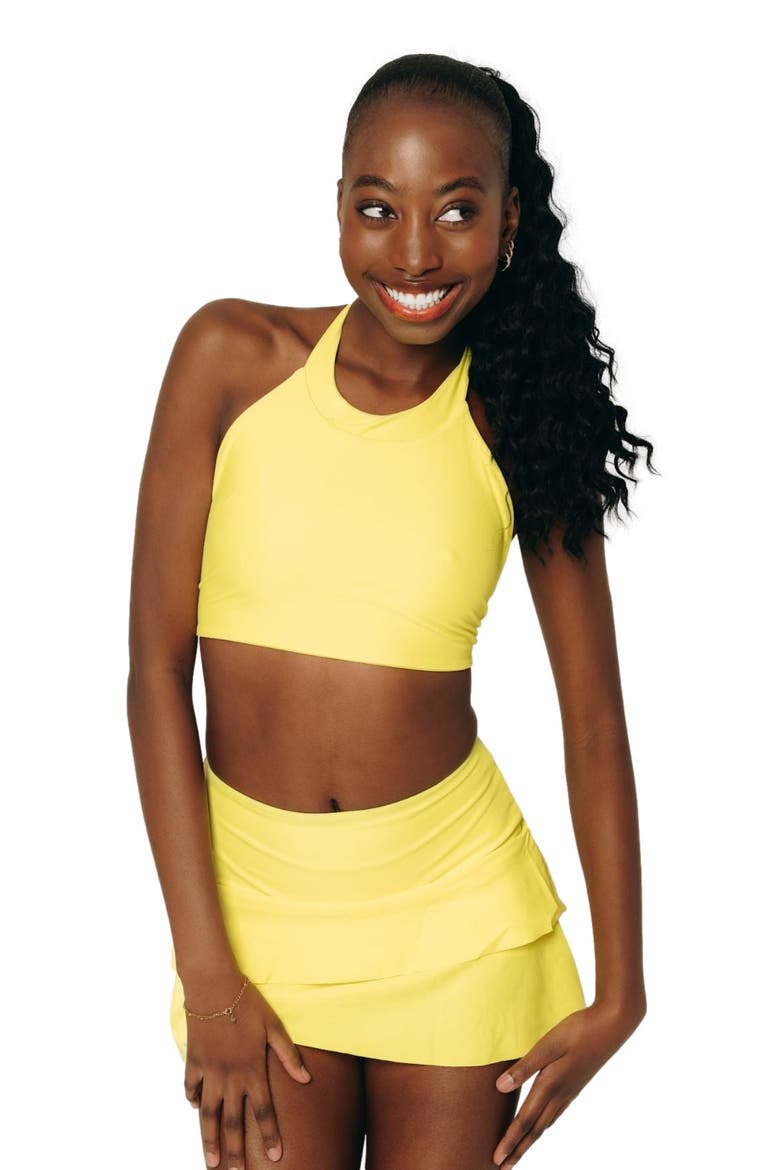 Women's Reversible Halter Swim Top - UPF 50+, Main, color, Bright Yellow