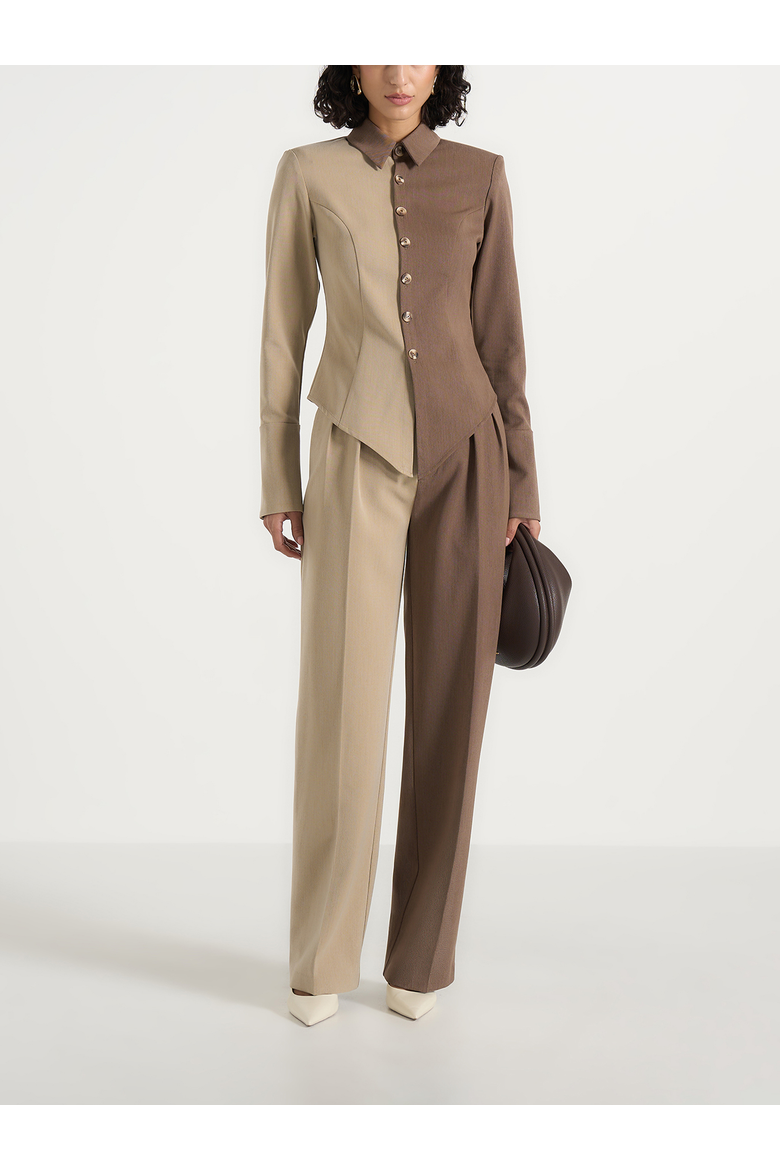 Julie Two Tone Tailored Pants, Main, color, Taupe/Brown