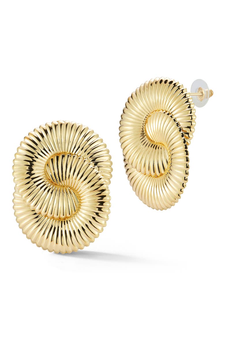 Ribbed Earrings, Main, color, GOLD