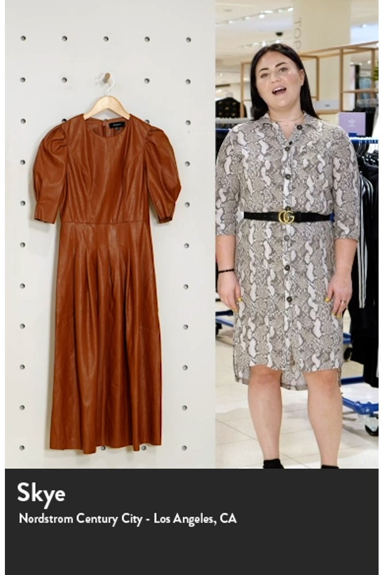 Faux Leather Puff Sleeve Midi Dress video