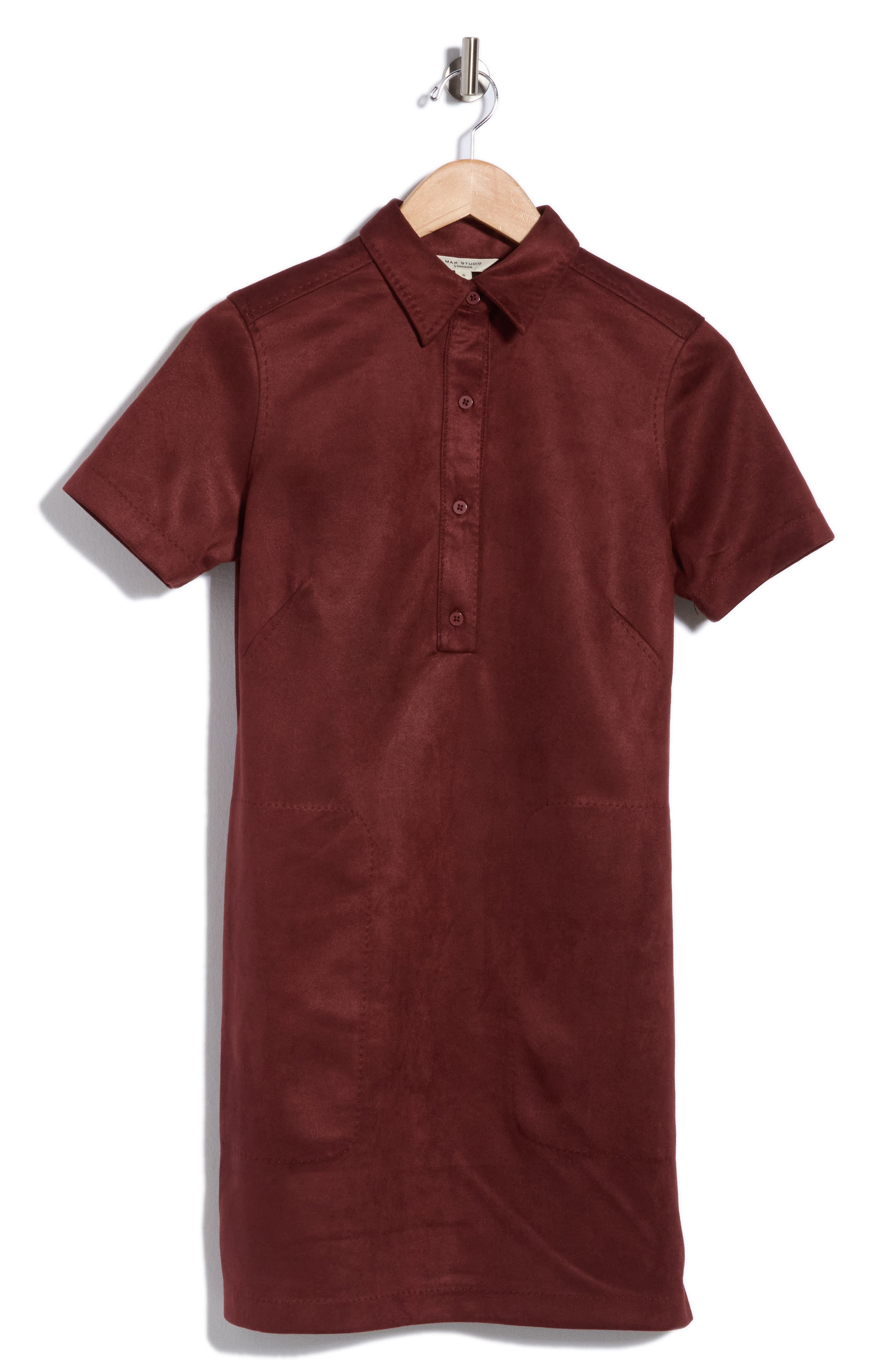 Faux Suede Shirtdress