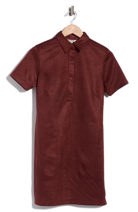 Faux Suede Shirtdress