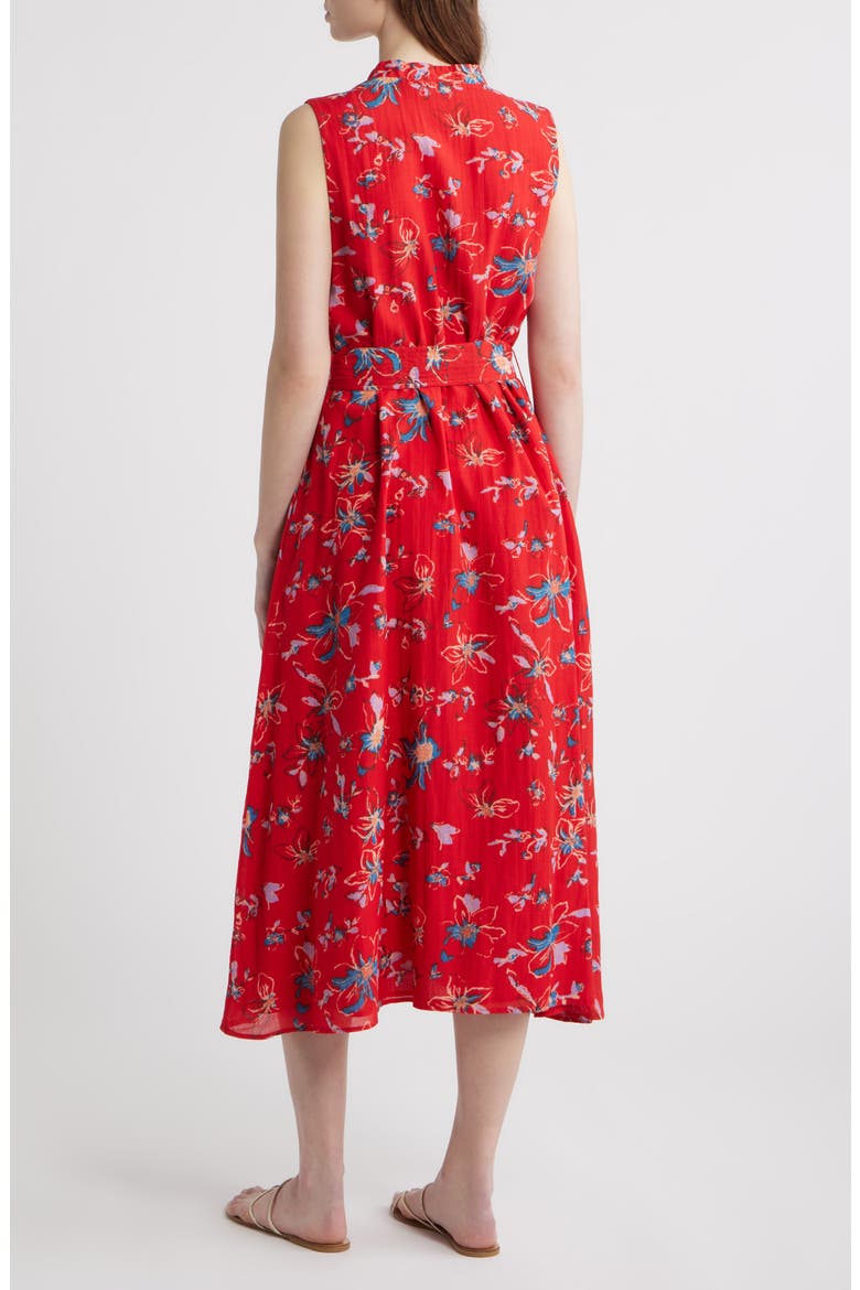 Cheyenne Floral Cotton Blend Sleeveless Shirtdress, Alternate, color, FIORE ROSSO PRINT
