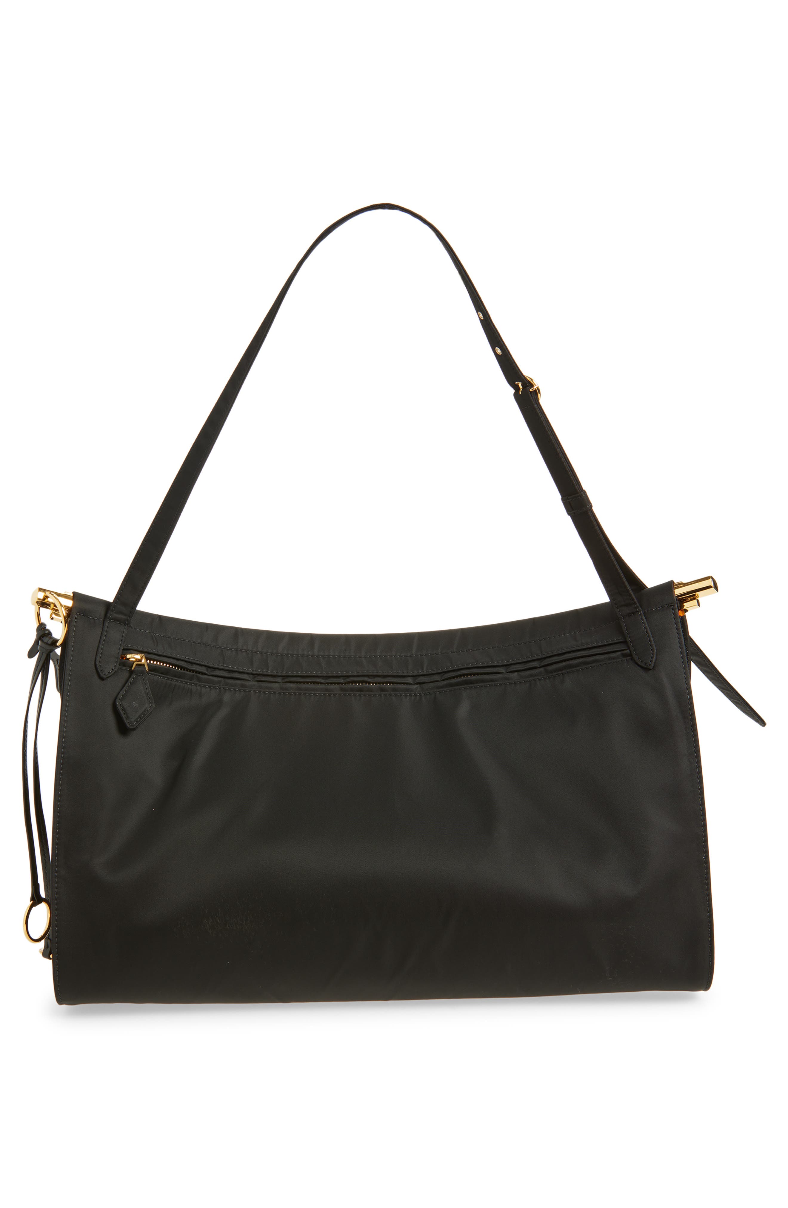 Alaïa Le Click Nylon East/West Shoulder Bag, Alternate, color, Noir