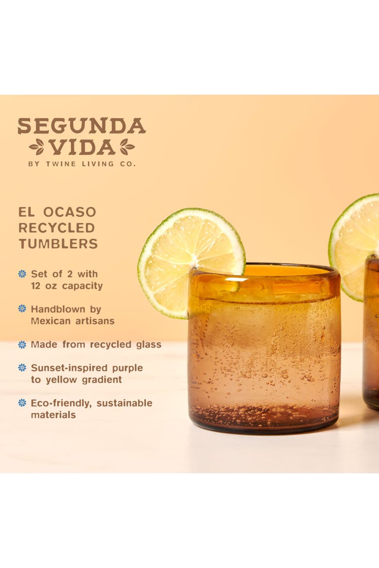 Segunda Vida El Ocaso Recycled Tumblers Set of 2, Alternate, color, Brown