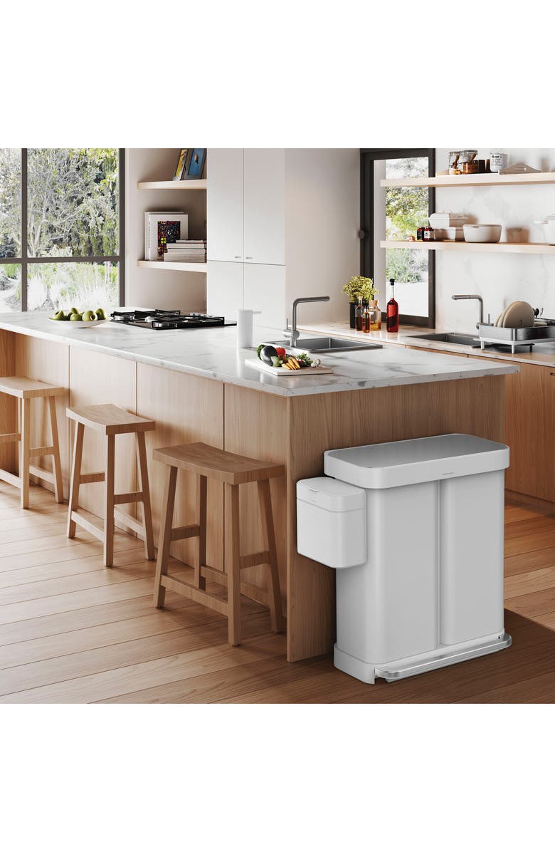 simplehuman 58L Dual Compartment Rectangular Step Trash Can, Alternate, color,