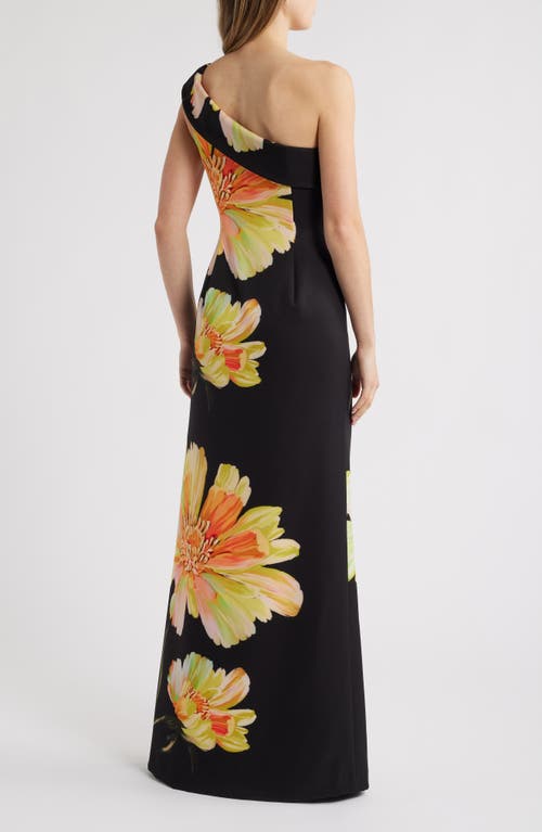 Black Halo Dolan One-shoulder Gown In Bursting Bloom