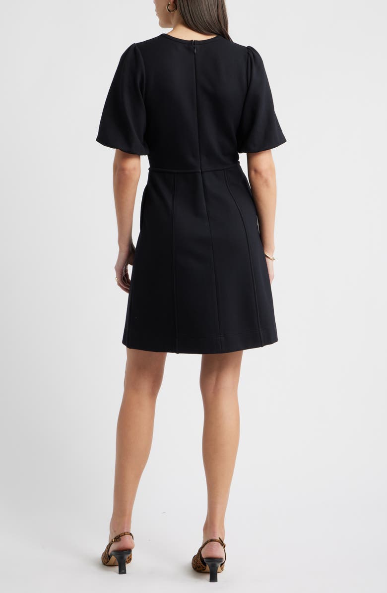 Caslon<sup>®</sup> Puff Sleeve Ponte Dress, Alternate, color, Black