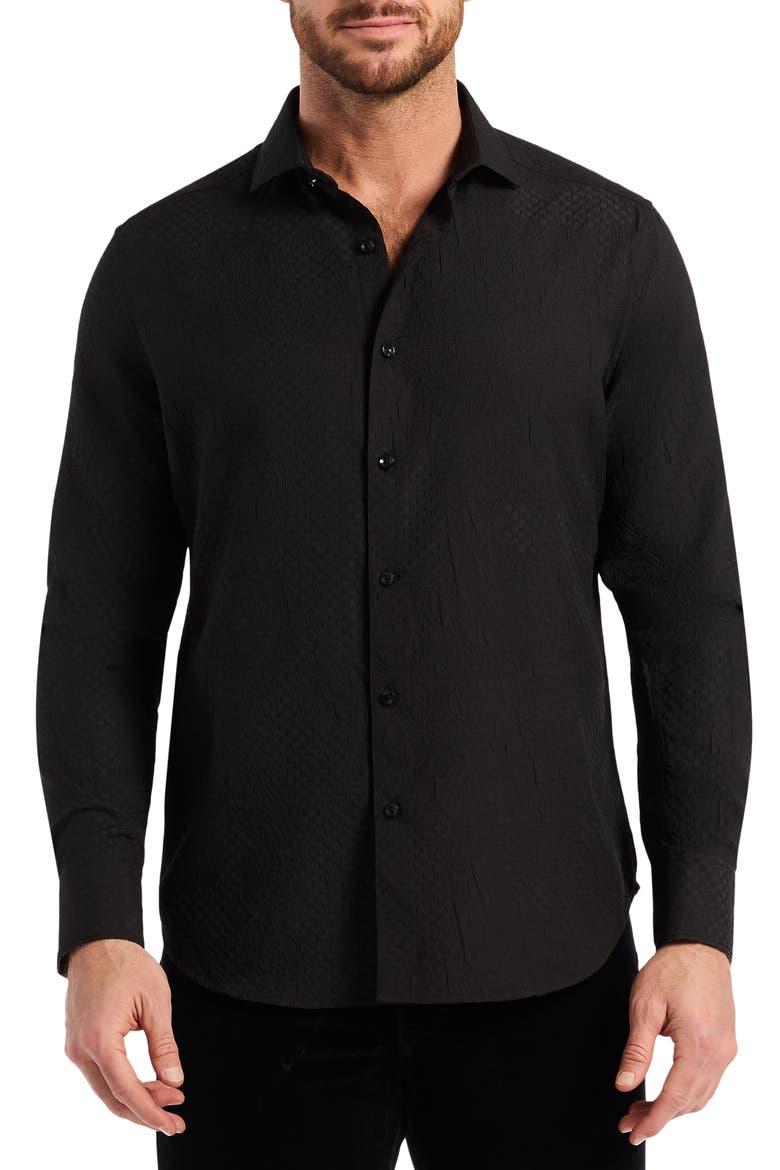 Devonshire Long Sleeve Button Front Shirt, Main, color, BLACK