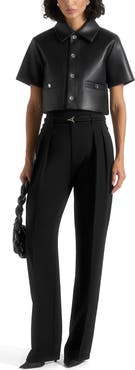 Manière De Voir Dory Leather Cropped Shirt