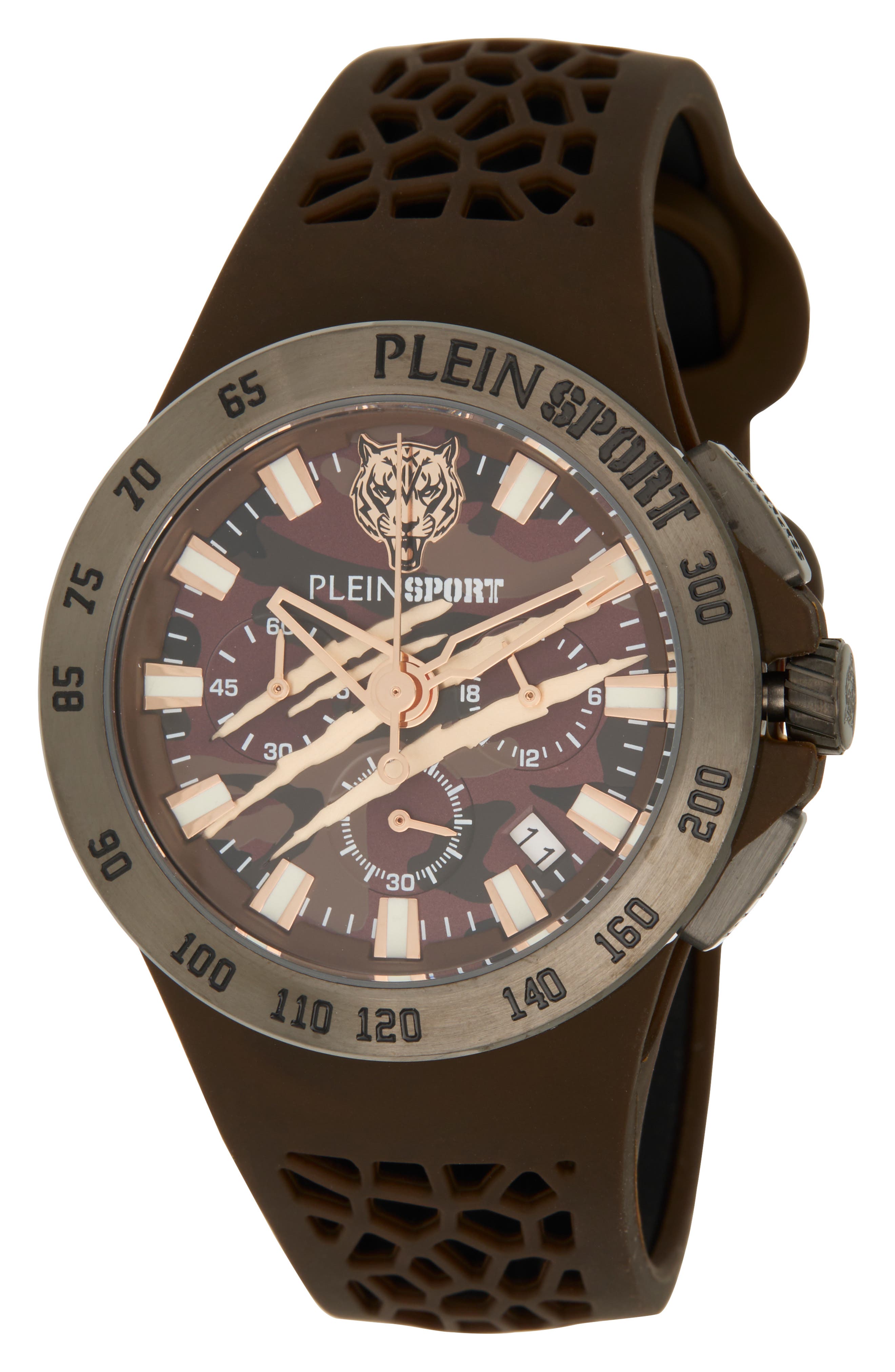 PLEIN SPORT Thunderstorm Chronograph Silicone Strap Watch, 43mm
