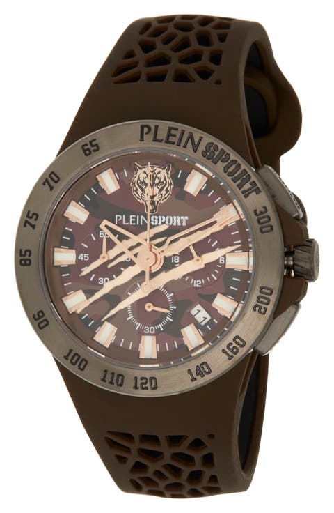 Thunderstorm Chronograph Silicone Strap Watch, 43mm