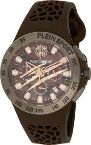 PLEIN SPORT Thunderstorm Chronograph Silicone Strap Watch, 43mm