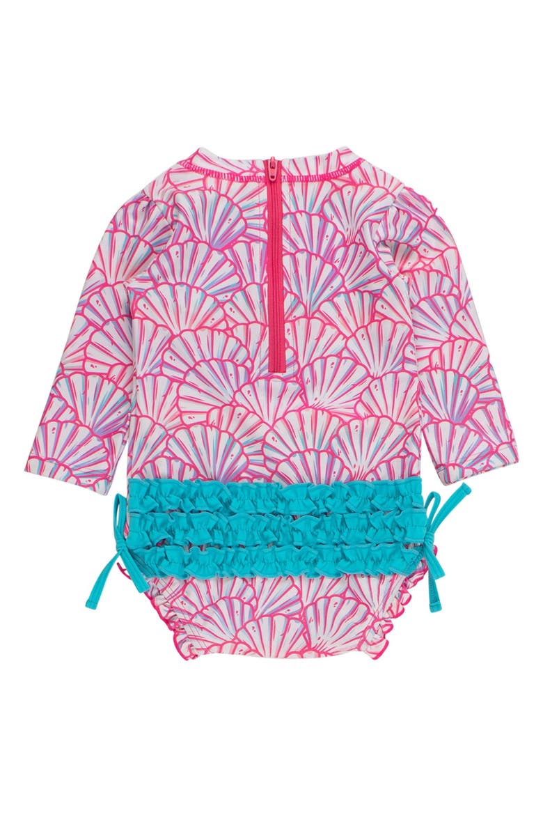 Baby Girls Mermaid Long Sleeve UPF50+ One Piece Rash Guard, Alternate, color, Pink Magical Mermaids