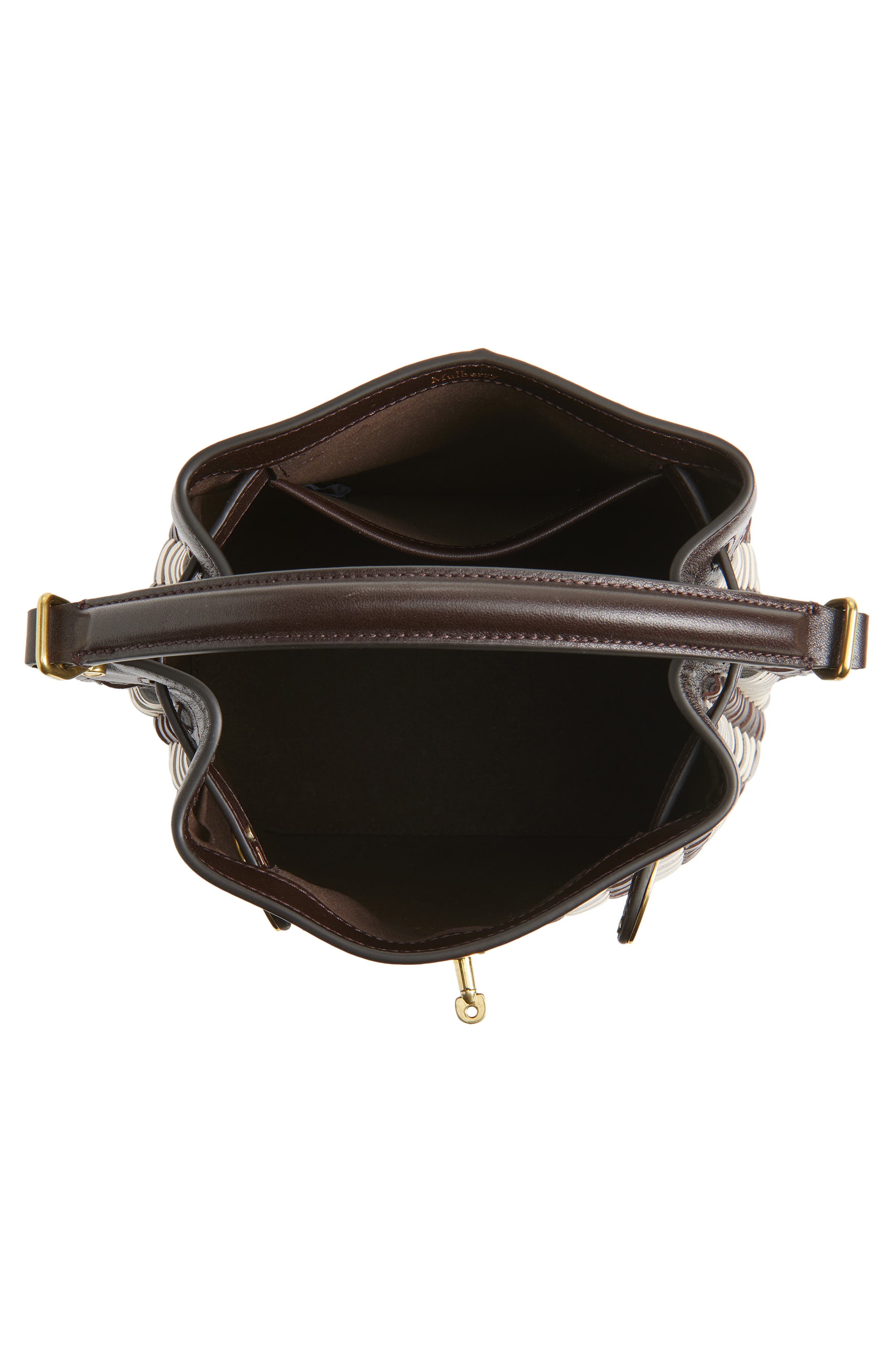 Mulberry Islington Woven Leather Bucket Bag, Alternate, color, Ebony-Crumpet