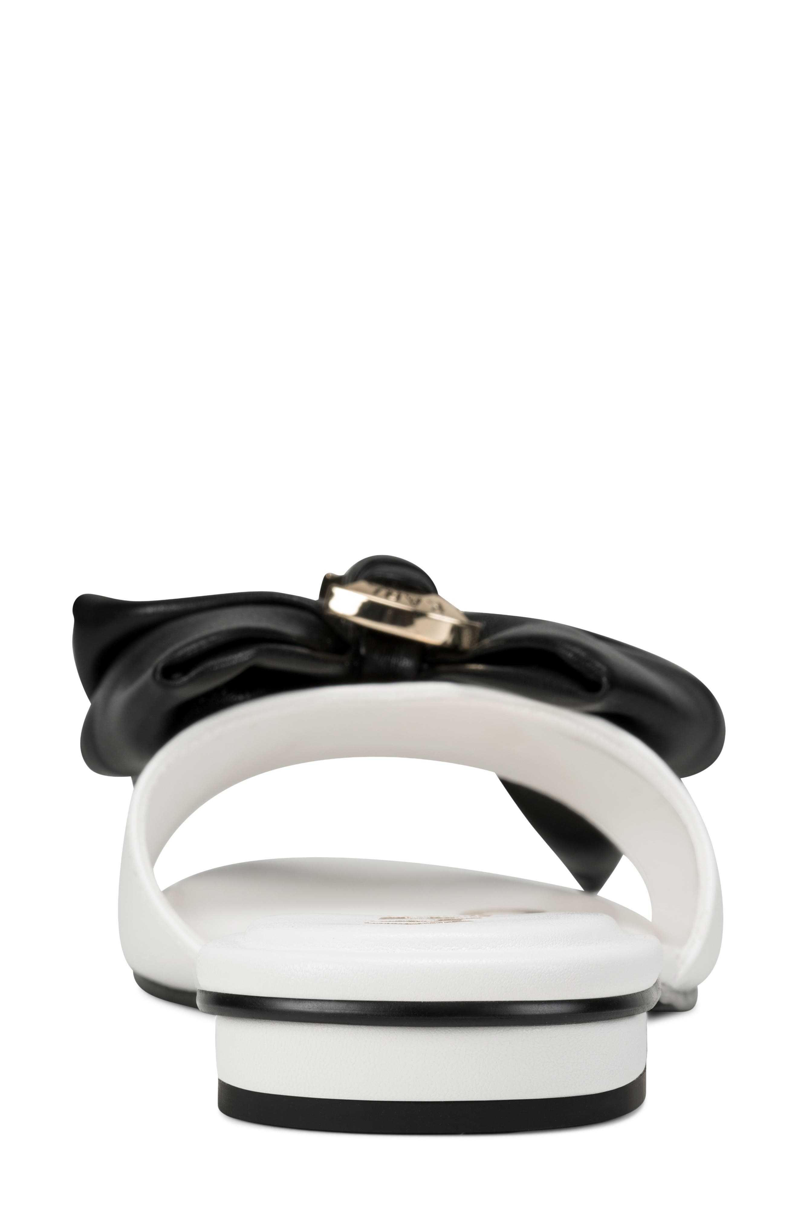 KARL LAGERFELD PARIS Ciaran Flat Slide Sandal, Alternate, color, Bright White/ Black