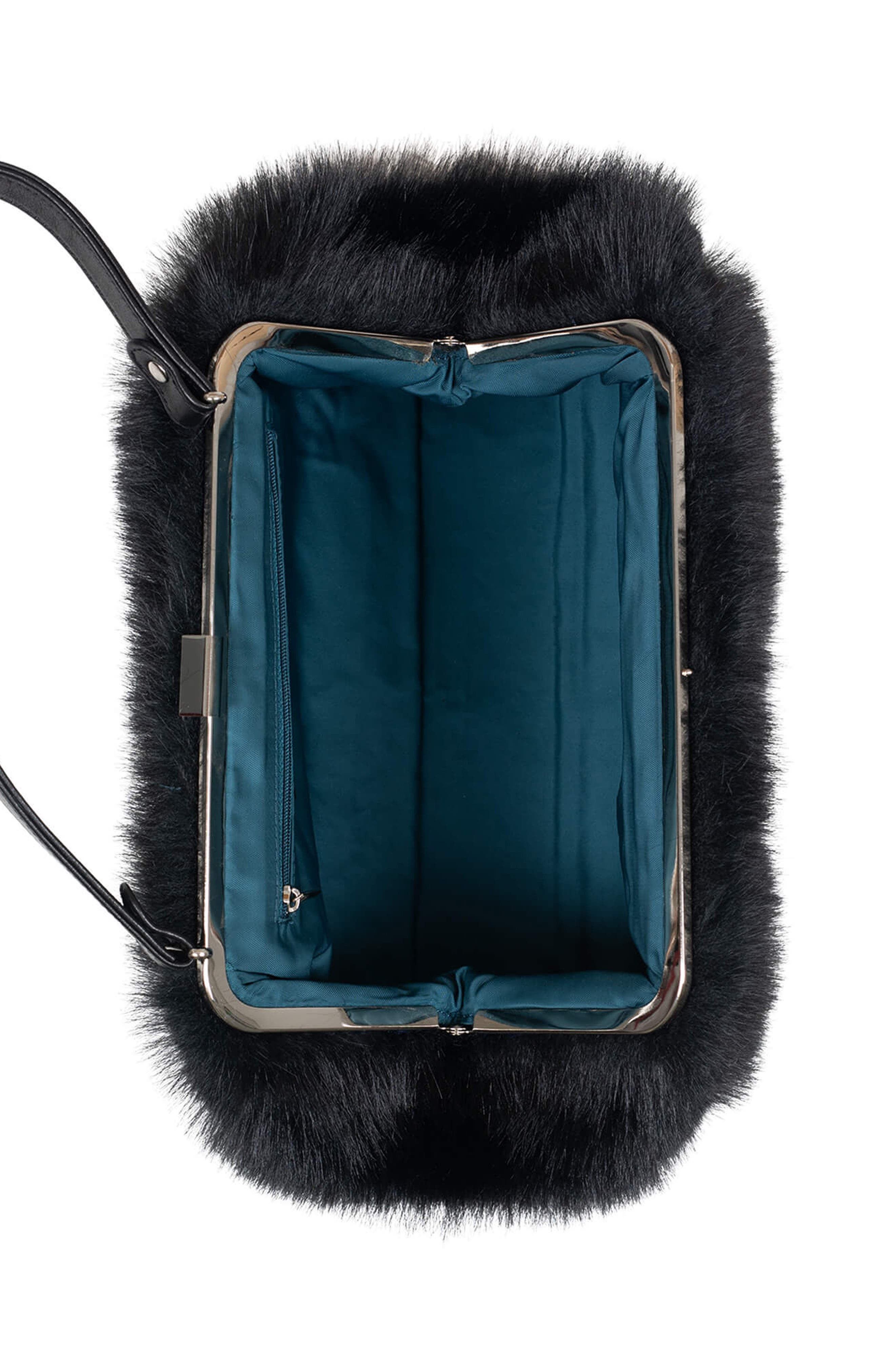 Jeffrey Campbell Gabor Faux Fur Satchel Handbag, Alternate, color, Black Combo