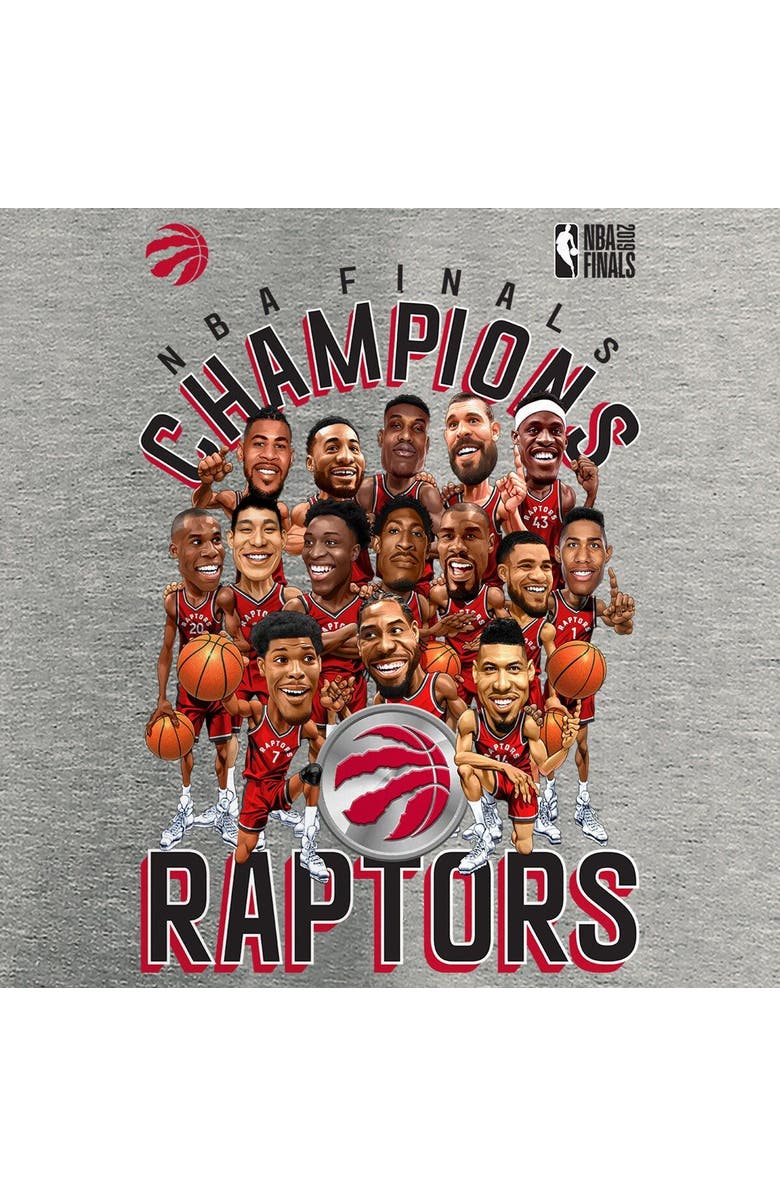 FANATICS Women's Fanatics Branded Heather Charcoal Toronto Raptors 2019 NBA Finals Champions Caricature Roster V-Neck T-Shirt, Alternate, color, 