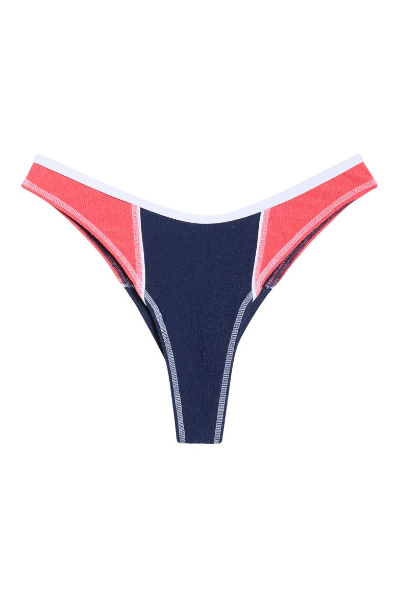 Surf Tide High Leg Bikini Bottoms, Alternate, color, DARK NAVY