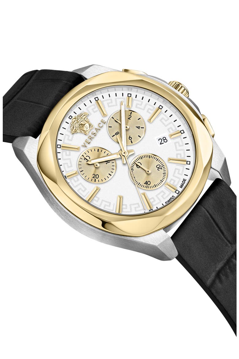 Medusa Chrono Swiss Quartz Leather Strap Watch, 40mm, Alternate, color, TWO TONE