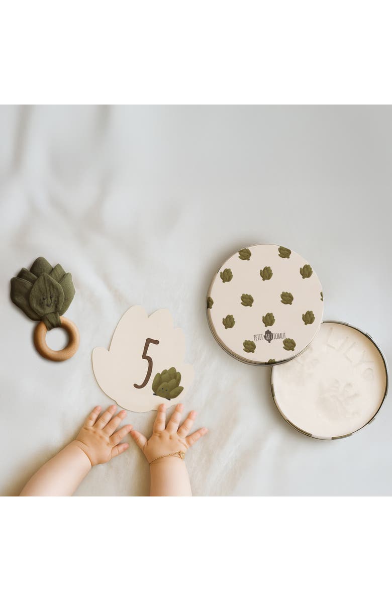 Petit Artichaut Birth Gift Set - Baby Handprint Kit, Comforter & Milestone Cards | Baby Shower Gift, Alternate, color, 