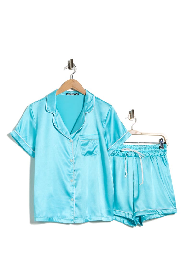 Dixie Satin Shorts Pajamas, Alternate, color, BLUE RADIANCE