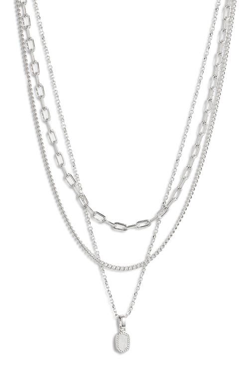 Kendra Scott Mini Elisa Gold Triple Strand Necklace In Silver Iridescent Drusy