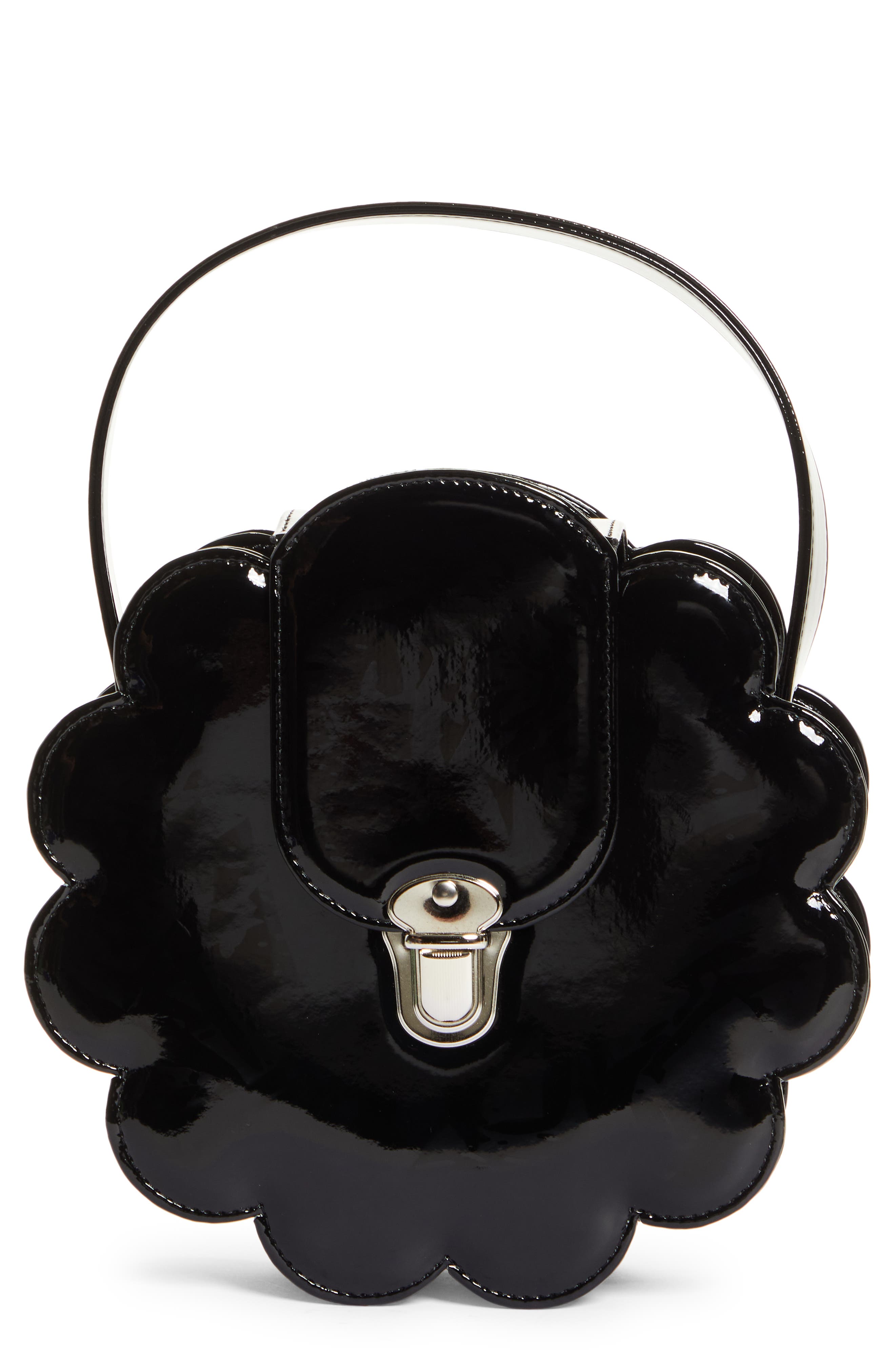 Comme des Garçons Girl Flower Patent Top Handle Bag, Main, color, 