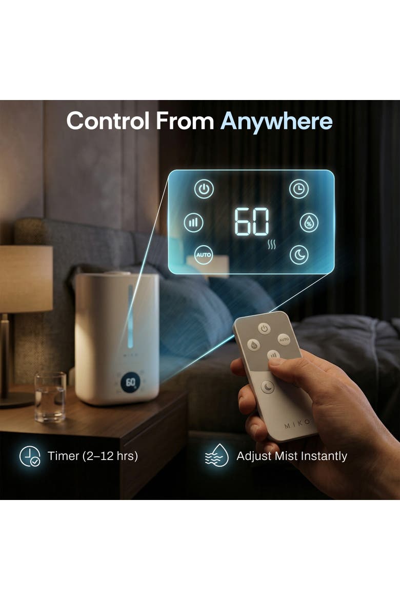Myst 4.5L Cool Mist Humidifier with Remote Control, Alternate, color, White