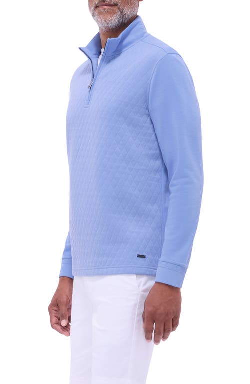 Bugatchi Quilted Quarter Zip Performance Pullover In Air Blue