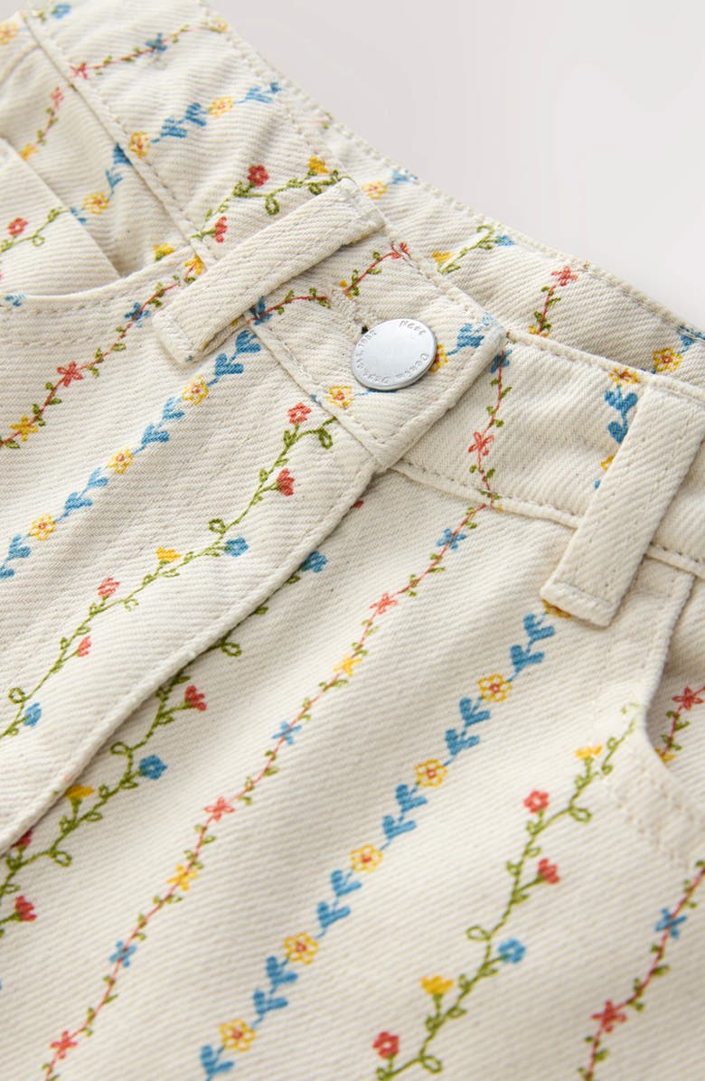 NEXT Kids' Floral Stripe Jeans, Alternate, color, Cream