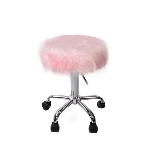 Momo Faux Fur Adjustable Vanity Stool