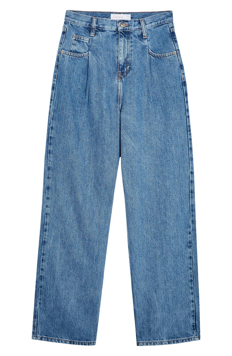 Topshop Pleat Dad Jeans, Alternate, color,