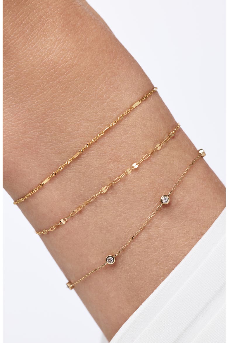 Solid Yellow Gold - Sparkle Link Chain Bracelet, Alternate, color, Gold