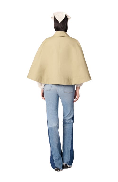 Maje Short Cape-effect Trench Coat In Khaki