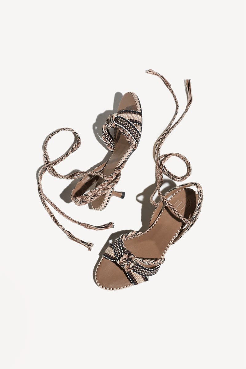 Aitana Braided Cotton Lace Up Kitten Heel Sandal, Alternate, color, Sand