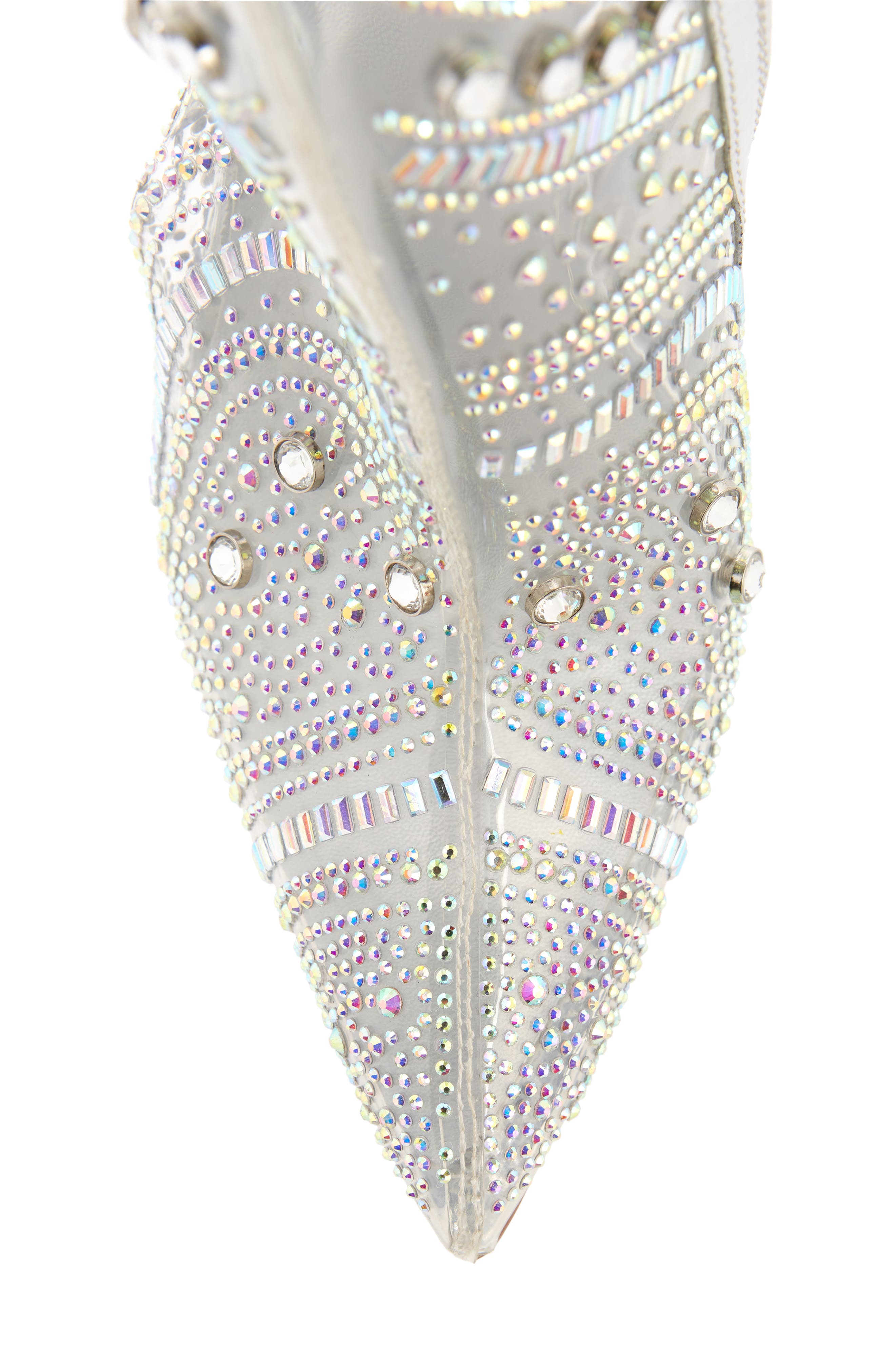 AZALEA WANG Nabila Crystal Clear Pointed Toe Boot, Alternate, color, 